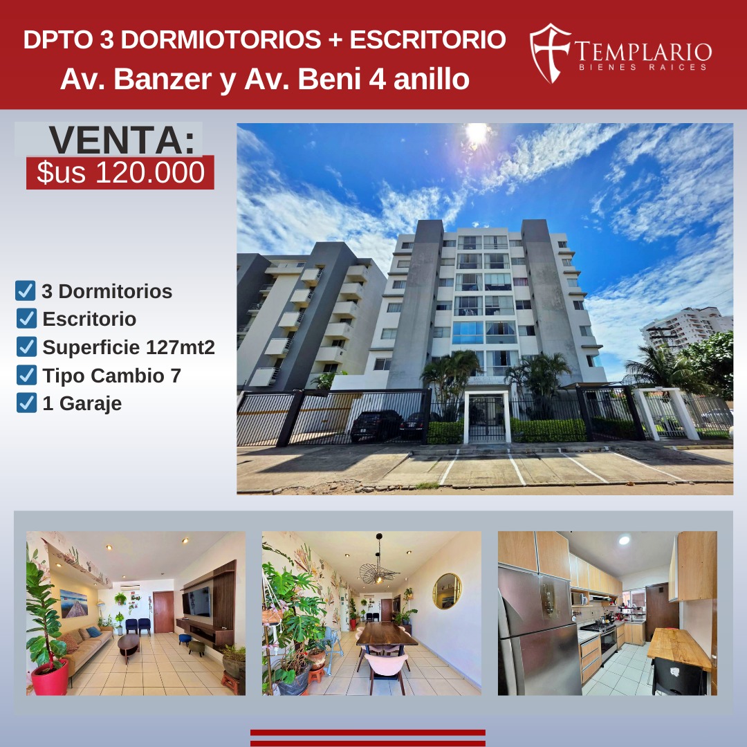 Departameto en venta zona norte Av Beni 