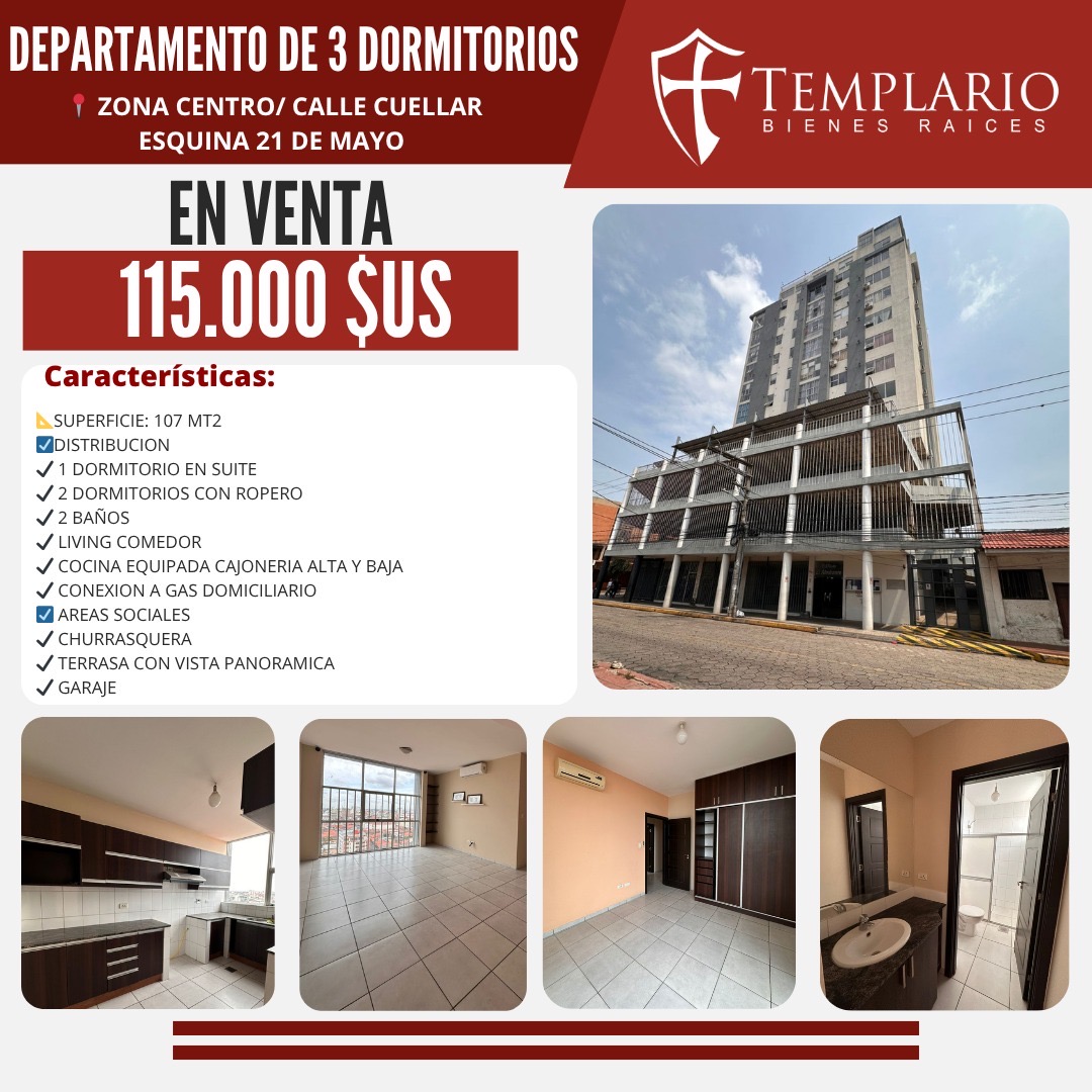 DEPARTAMENTO DE 3 DORMITORIOS EN VENTA, ZONA CENTRO