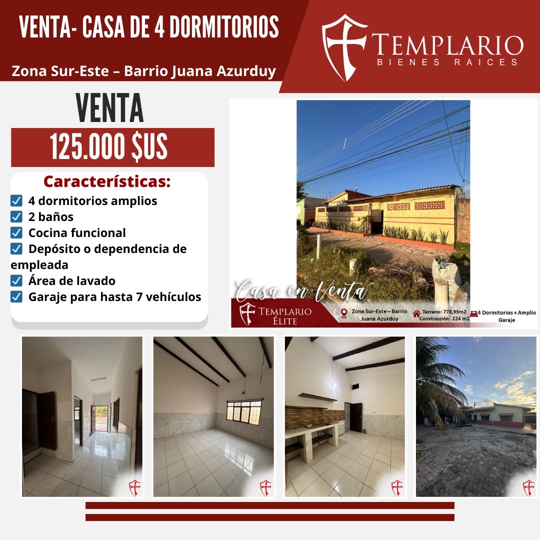 CASA EN VENTA DE 4 DORMITORIOS, ZONA ESTE 