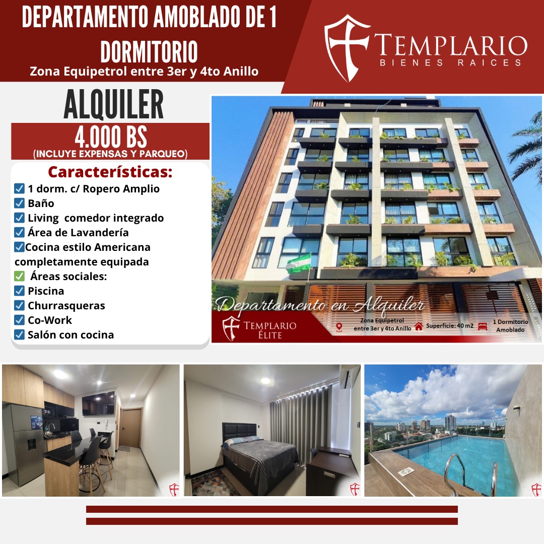 Departamento de 1 dorm amoblado Equipetrol 